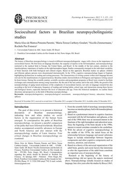 Sociocultural Factors in Brazilian Neuropsycholinguistic Studies