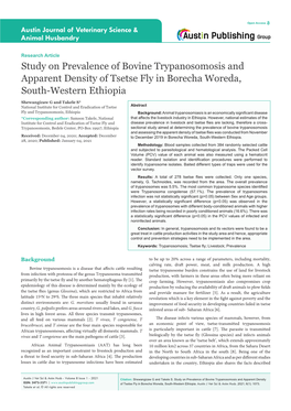 Study on Prevalence of Bovine Trypanosomosis and Apparent Density of Tsetse Fly in Borecha Woreda, South-Western Ethiopia