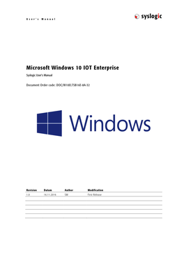 Microsoft Windows 10 IOT Enterprise Syslogic User’S Manual