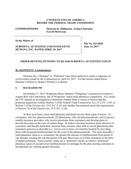 In the Matter of Subpoena Ad Testificandum Issued to Humana