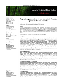Vegetative Propagation of Two Important Garcinia Species Of