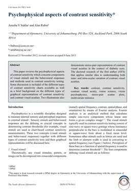 Psychophysical Aspects of Contrast Sensitivity*