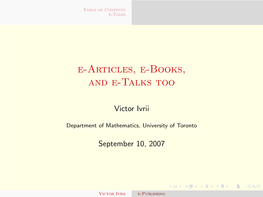 E-Articles, E-Books, and E-Talks Too