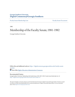 Membership of the Faculty Senate, 1981-1982 Georgia Southern University