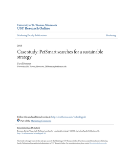 Case Study: Petsmart Searches for a Sustainable Strategy David Brennan University of St