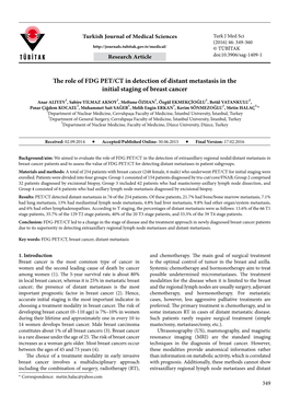 The Role of FDG PET/CT in Detection of Distant Metastasis in the Initial Staging of Breast Cancer