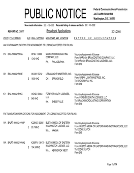 Broadcast Applications 2/21/2008