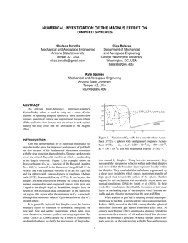 Numerical Investigation of the Magnus Effect on Dimpled Spheres