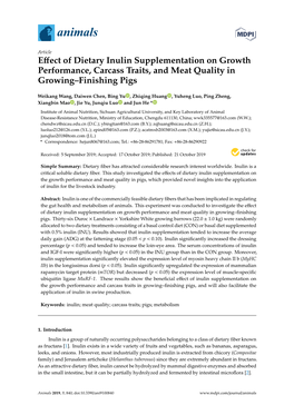 Effect of Dietary Inulin Supplementation on Growth