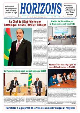 Le Chef De L'etat Félicite Son Homologue De Sao Tomé-Et- Principe