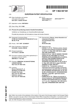 Process for Producing Arsenic Trioxide Formulations