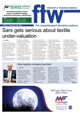 Sars Gets Serious About Textile Under-Valuation