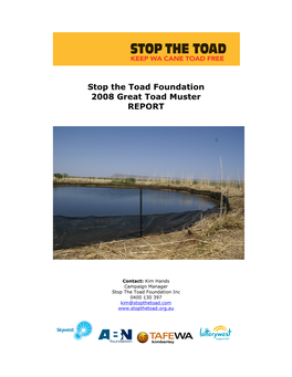 Stop the Toad Foundation 2008 Great Toad Muster REPORT