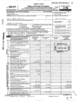 Form 990-PF Or Section 4947 ( A)(1) Trust Treated As Private Foundation \2 ^O^ Do Not Enter Social Security Numbers on This Form As It May Be Made Public