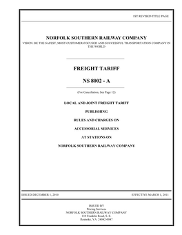 Freight Tariff Ns 8002