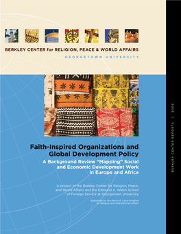 Faith-Inspired Organizations and Global Development Policy a Background Review “Mapping” Social and Economic Development Work