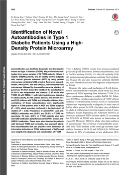 Identification of Novel Autoantibodies in Type 1 Diabetic Patients Using A