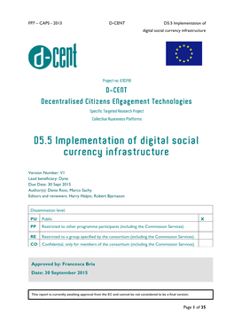 D5.5 Implementation of Digital Social Currency Infrastructure