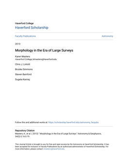 Morphology in the Era of Large Surveys