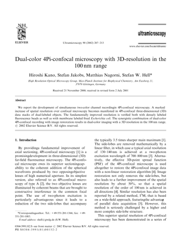 Dual-Color 4Pi-Confocal Microscopy with 3D-Resolution in the 100 Nm Range