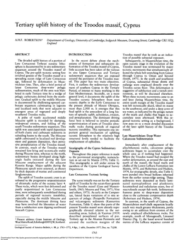 Tertiary Uplift History of the Troodos Massif, Cyprus