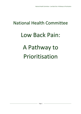 Low Back Pain: a Pathway to Prioritisation