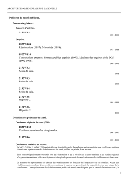 (1987). Maternités (1988). 1822W110 Consultations Externes