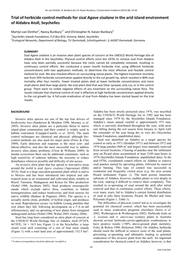 Trial of Herbicide Control Methods for Sisal Agave Sisalana in the Arid Island Environment of Aldabra Atoll, Seychelles