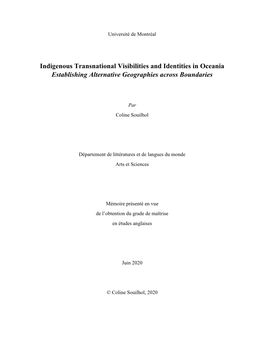 Indigenous Transnational Visibilities and Identities in Oceania Establishing Alternative Geographies Across Boundaries