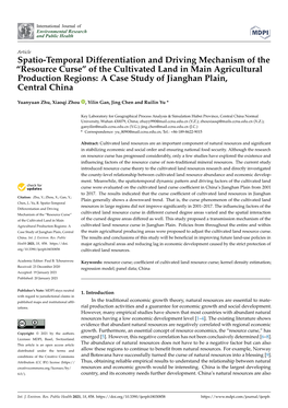 Resource Curse” of the Cultivated Land in Main Agricultural Production Regions: a Case Study of Jianghan Plain, Central China