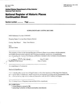 National Register of Historic Places Continuation Sheet