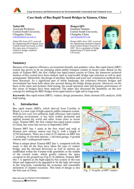 Case Study of Bus Rapid Transit Bridges in Xiamen, China