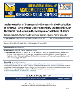 Implementation of Scenography Elements in the Production