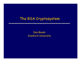 The RSA Cryptosystem