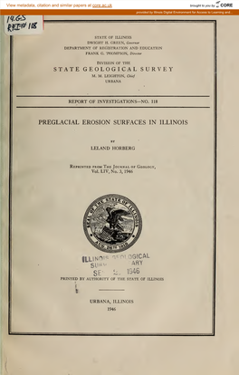 Preglacial Erosion Surfaces in Illinois