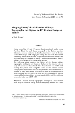 Mapping Enemy's Land: Russian Military- Topographic Intelligence
