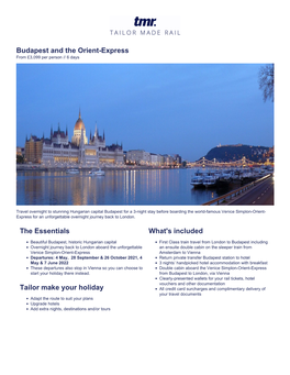 Budapest and the Orient-Express from £3,099 Per Person // 6 Days