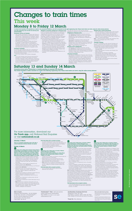 Monday 8 to Friday 12 March Saturday 13 and Sunday 14 March