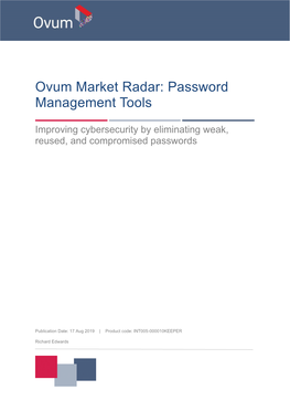 Ovum Market Radar: Password Management Tools