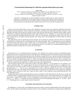 Arxiv:1806.01736V3 [Quant-Ph] 17 Dec 2018 State Originally Received