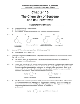 Chapter 16 the Chemistry of Benzene and Its Derivatives