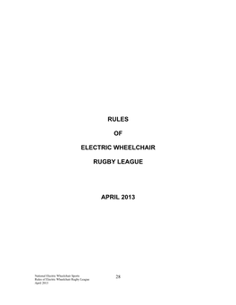 Rules of Electric Wheelchair Rugby League April 2013