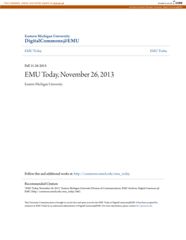 EMU Today, November 26, 2013 Eastern Michigan University