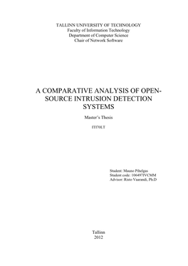 A Comparative Analysis of Open- Source Intrusion Detection Systems