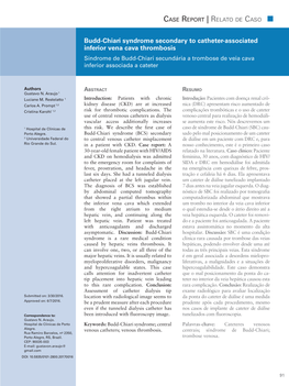 Budd-Chiari Syndrome Secondary to Catheter-Associated Inferior Vena