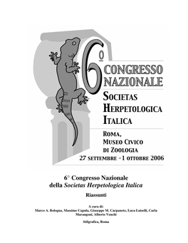 6° Congresso Nazionale Della Societas Herpetologica Italica