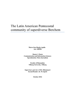 The Latin American Pentecostal Community of Superdiverse Berchem