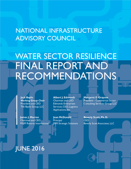 NIAC Water Sector Resilience Final Report and Recommendations Ii TABLE of CONTENTS