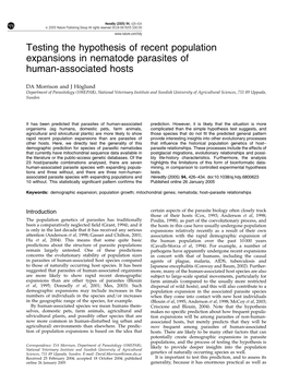 Testing the Hypothesis of Recent Population Expansions in Nematode Parasites of Human-Associated Hosts