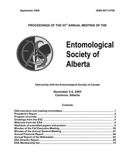 Proceedings of the Entomological Society of Alberta 2005